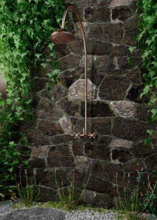 Lava stone used for the shower wall cladding.