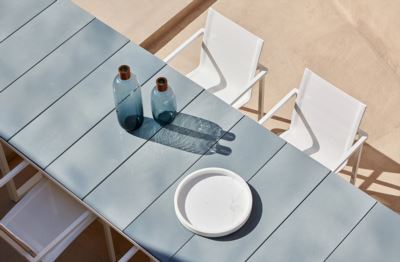 Handcrafted glazed lava stone table with customizable finishes